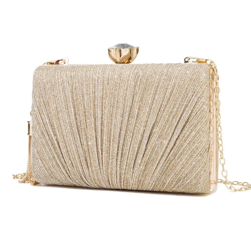 Luxe Rhinestone Kiss Lock Closure Glitter Occasion Mini Bag - Picture 1 of 8